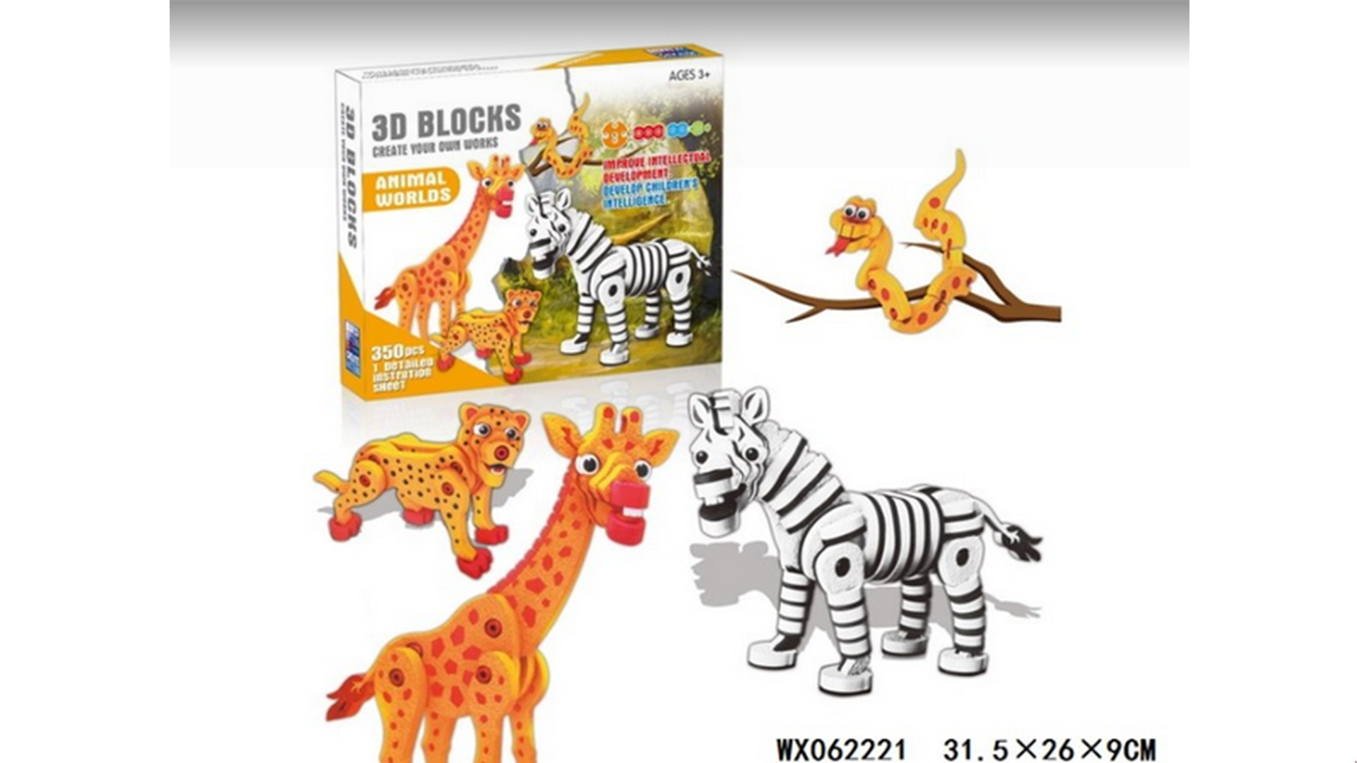 3D Wooden animal Puzzle Model Kit Toys for Kids Puzzle Build 3D Puzzles Educational Crafts Building Engineering DIY STEAM STEM Learning